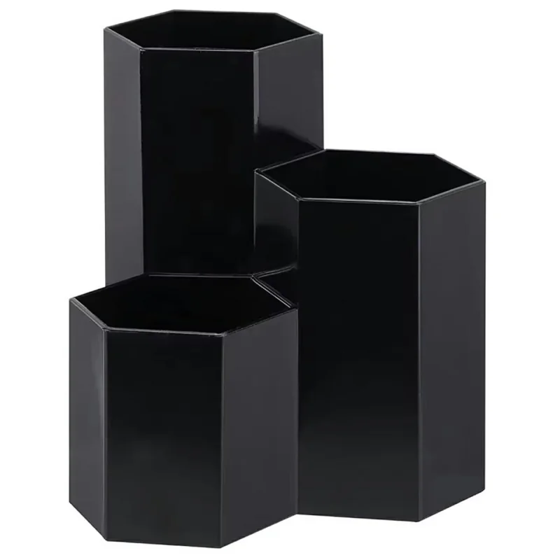 Suport pensule machiaj, 3 compartimente, din plastic, Gonga®