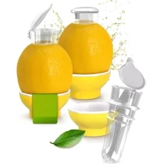 Storcator manual portabil fructe, reutilizabil din plastic, cu capac, ideal pentru casa si calatorii, Gonga®