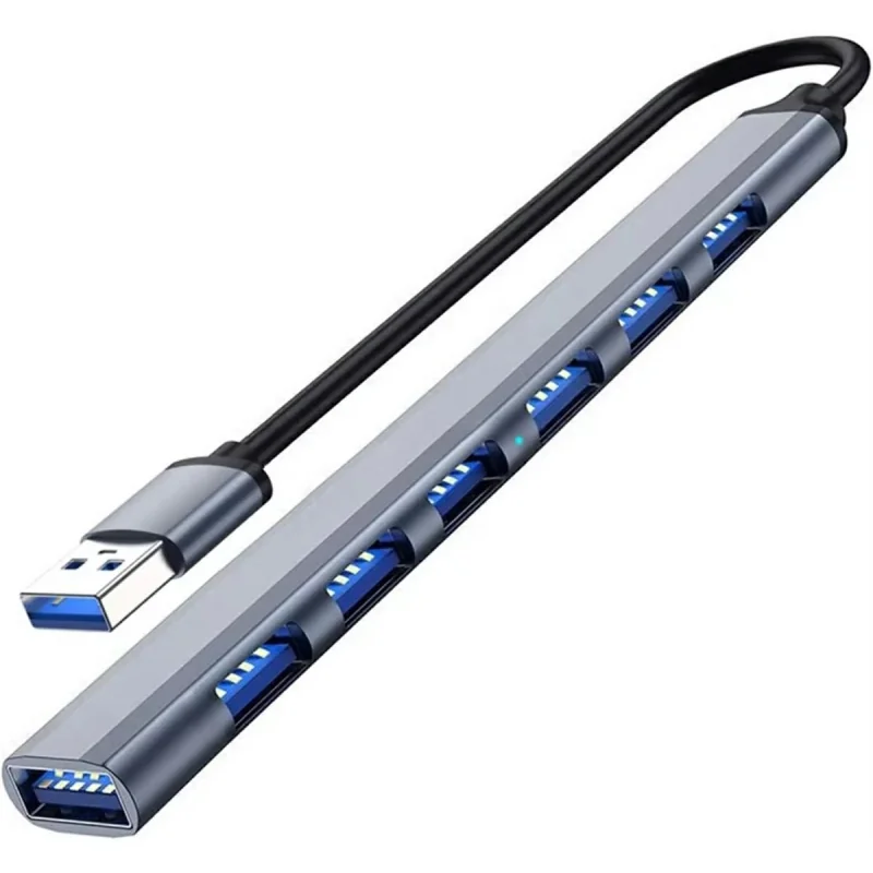 HUB Usb splitter pentru 7 porturi, lungime 16 cm, corp aluminiu, Gonga®