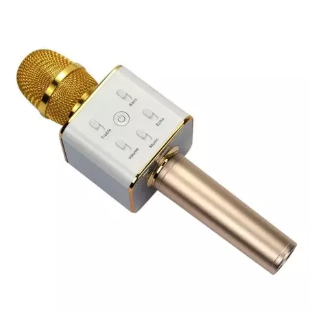 Microfon karaoke wireless, cu boxa incorporata, auriu, Gonga
