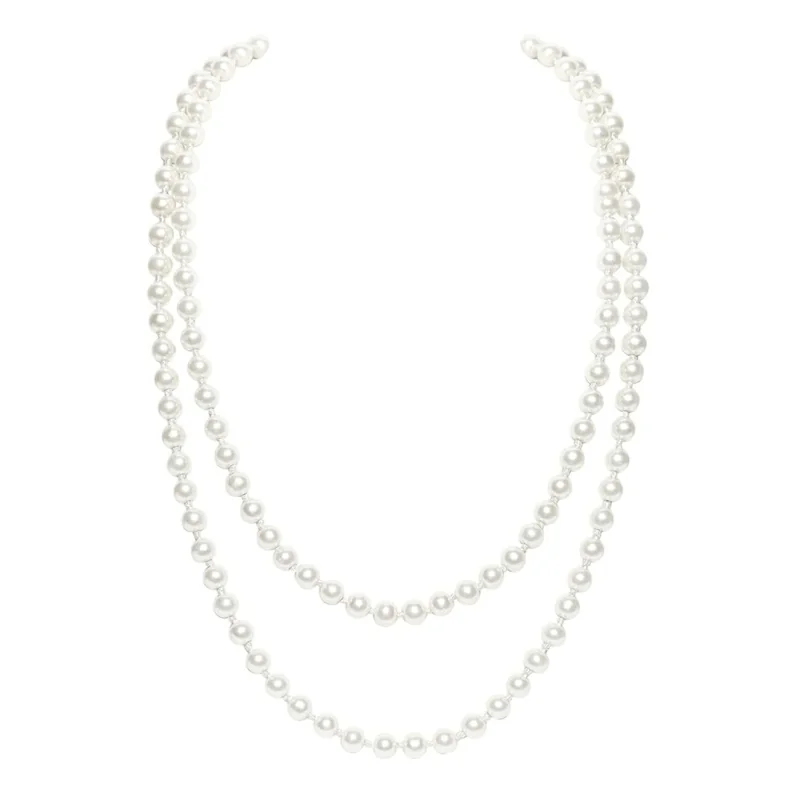 Colier dublu cu perle, stil retro, ideal petreceri tematice, 70 cm, Gonga®