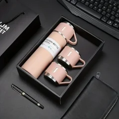 Set termos cu 3 căni din oțel inoxidabil, 0.5L, menținere a băuturilor calde 6 ore și reci 12 ore, Gonga®