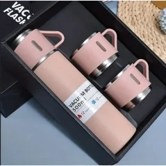 Set termos cu 3 căni din oțel inoxidabil, 0.5L, menținere a băuturilor calde 6 ore și reci 12 ore, Gonga®