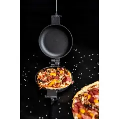 Tigaie din fontă cu mâner lung pentru foc de tabără/șemineu/grătar, 12x12x4 cm, Gonga®