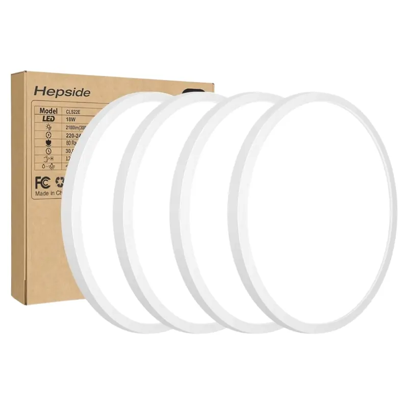 Set 4 plafoniere LED Hepside 15W, 3 tonuri de lumină (3000K–6000K)