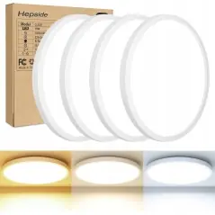Set 4 plafoniere LED Hepside 15W, 3 tonuri de lumină (3000K–6000K)