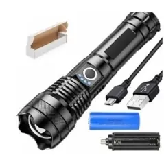 Lanternă tactică LED de 2000 lumeni, reîncărcabilă prin USB și rezistentă la apă IPX8, extrem de luminoasă, Gonga®