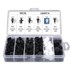 Set 100 piese, cleme, dibluri, clipsuri fixare, universale, plastic, 6 dimensiuni, Gonga®