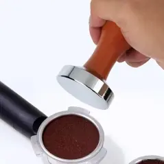 Tamper pentru espresso din oțel inoxidabil și lemn 50 mm, Gonga®