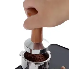 Tamper pentru espresso din oțel inoxidabil și lemn 50 mm, Gonga®