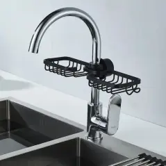 Organizator pentru chiuveta, fixare pe robinet, otel inoxidabil, 36.5x16x10 cm, Gonga®