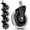 Set 5 Roti de Cauciuc si Metal Universale, Diametru Roti 7.5 cm, Diametru tija 11 mm, Anti-Alunecare, Scaun Birou/Gaming, Gonga®