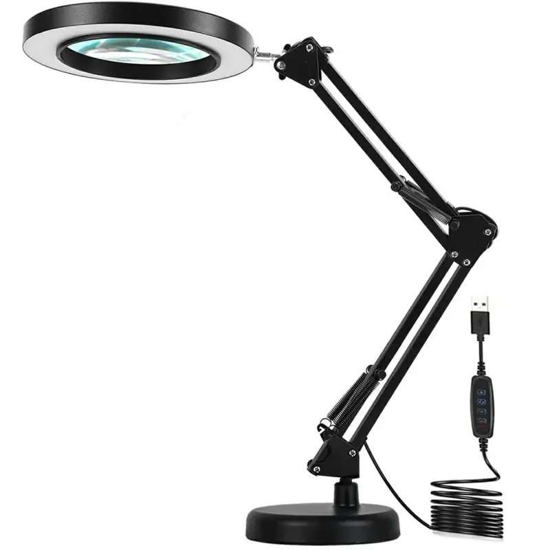 Lampa LED cu lupa si suport, lentila din sticla optica, marire x3, 12W, USB, 16 x 65 cm, Gonga®