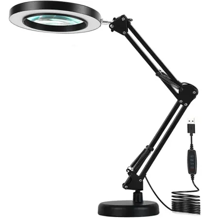Lampa LED cu lupa si suport, lentila din sticla optica, marire x3, 12W, USB, 16 x 65 cm, Gonga®