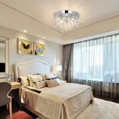 Candelabru de tavan cu cristale, 3x60W, 220V, diametru 25 cm, inaltime 15 cm, Gonga®