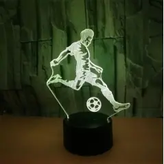 Lampa 3D pentru noptiera, model fotbalist, LED, RGB, telecomanda, 0.5W, din plastic si acril, Gonga®