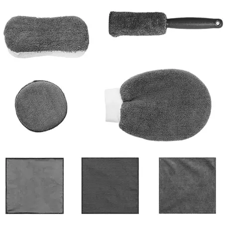 Kit spalare si curatare auto, 9 piese, burete, manusa, perie jante, lavete, Gonga®