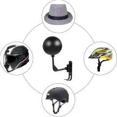 Suport perete pentru casca moto, palarie, geaca moto, 180° rotativ, cu 2 carlige, anticoroziune, Gonga®