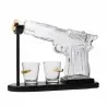 Set Decantor Whiskey Pistol 230 ml cu 2 Pahare de 50 ml si Stativ din Lemn, Gonga®
