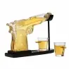 Set Decantor Whiskey Pistol 230 ml cu 2 Pahare de 50 ml si Stativ din Lemn, Gonga®