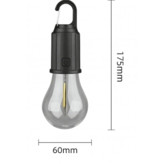 Lanterna LED portabilă de camping sub formă de bec cu cârlig, 1, 5 W, incarcare USB, Gonga®