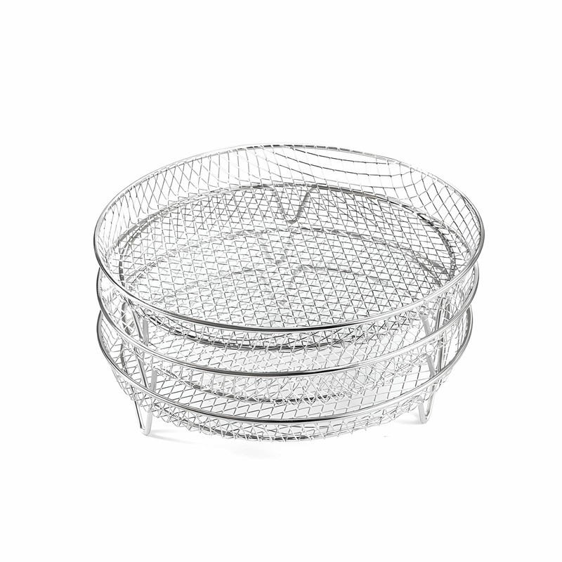 Gratar, suport accesoriu pentru friteuza cu aer, otel inoxidabil, 3 niveluri, rotund, 20x5 cm, Gonga®