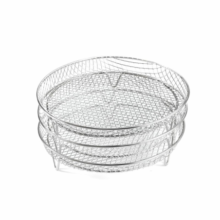 Gratar, suport accesoriu pentru friteuza cu aer, otel inoxidabil, 3 niveluri, rotund, 20x5 cm, Gonga®