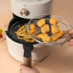 Gratar, suport accesoriu pentru friteuza cu aer, otel inoxidabil, 3 niveluri, rotund, 20x5 cm, Gonga®