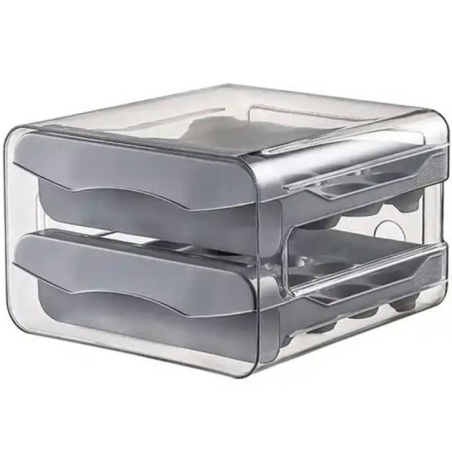 Recipient depozitare oua, Capacitate 32 oua, cu 2 sertare, din plastic-, Gonga®