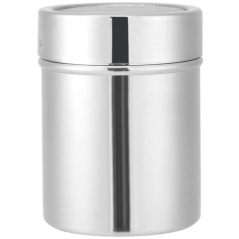Recipient pentru zahar pudra, otel inoxidabil, cu plasa, 300 ml, 55x75 mm, capac cu închidere etanșă, Gonga®