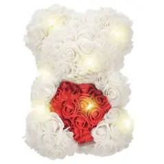 Ursulet din trandafiri in cutie, 25 cm, Gonga®
