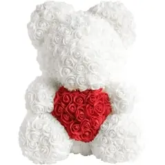 Ursulet din trandafiri in cutie, 25 cm, Gonga®