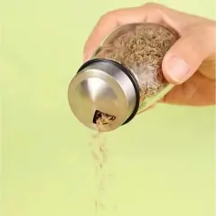 Set 6 recipiente condimente cu suport rotativ, din sticla, 16x16.5 cm, Gonga