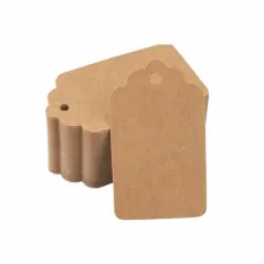 Set 100 etichetele de cadouri din carton kraft 9x5 cm, Gonga - Maro