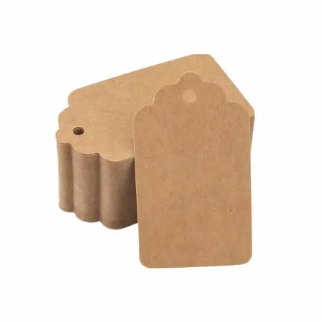 Set 100 etichetele de cadouri din carton kraft 9x5 cm, Gonga