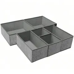 Set 6 cutii organizatoare pentru sertare, pliabile, 3 dimensiuni, Gonga - Gri