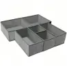 Set 6 cutii organizatoare pentru sertare, pliabile, 3 dimensiuni, gri, Gonga