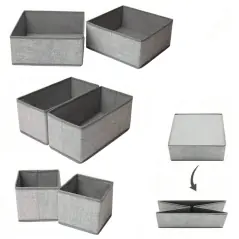 Set 6 cutii organizatoare pentru sertare, pliabile, 3 dimensiuni, gri, Gonga