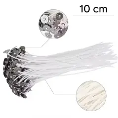 Set 10 bucati fitil pentru lumanari din Bumbac, 10 Cm, Textil Cerat, Gonga®