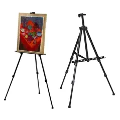 Sevalet pictura, trepied metalic, inaltime reglabila 54-170 cm, husa transport, Gonga - Negru
