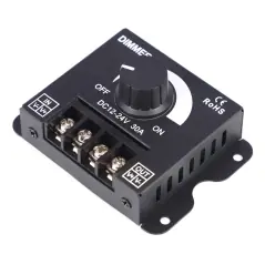 Dimmer rotativ manual, reglare lumina LED, 360W, 12/24V DC, negru, Gonga