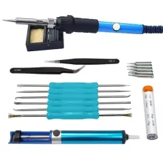 Set de Pistoale de Lipit 60W, 17 Elemente, Temp Regulabila 200-450C, Gonga