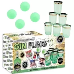Joc de baut Gin Fling, pentru petreceri, 16 piese, verde