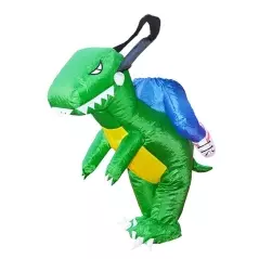 Costum dinozaur, gonflabil, din polister, verde,Gonga®