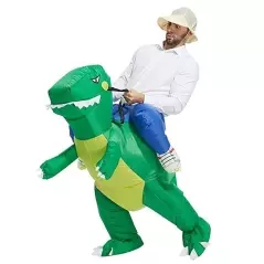 Costum dinozaur, gonflabil, din polister, Gonga® - Verde