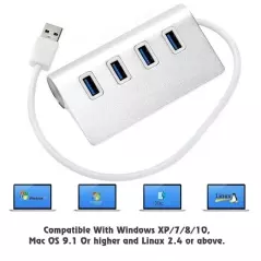 Hub din aluminiu, 4 porturi usb, Gonga®