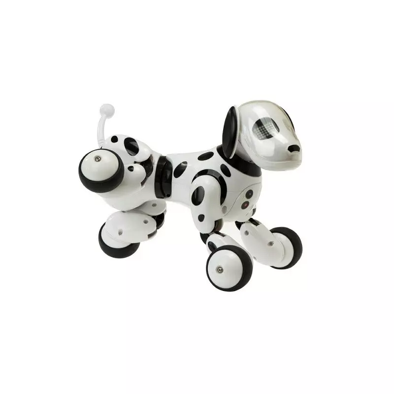 Robot de jucarie catel dansator cu telecomanda , alb/negru
