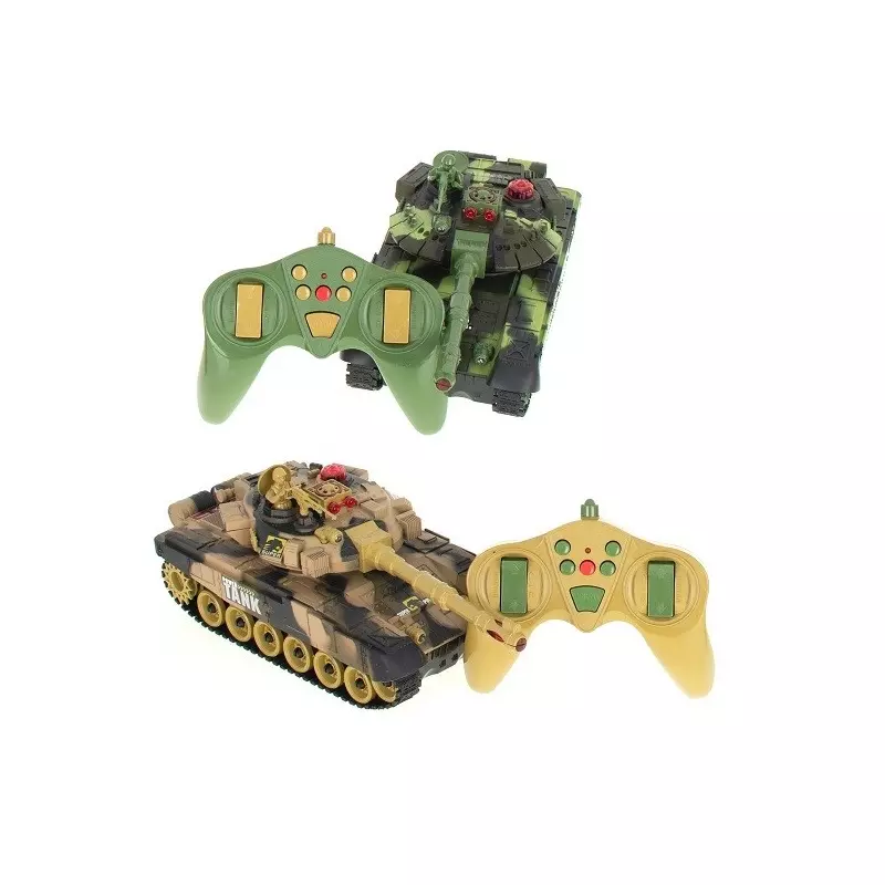 Set de doua tancuri de lupta 9993 cu telecomanda, verde/galben