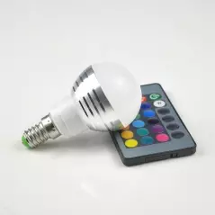Bec led RGB, cu telecomanda, 3W, alb, Gonga® - Alb