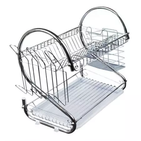 Suport pentru vase metalic cu 2 etaje, argintiu,Gonga®